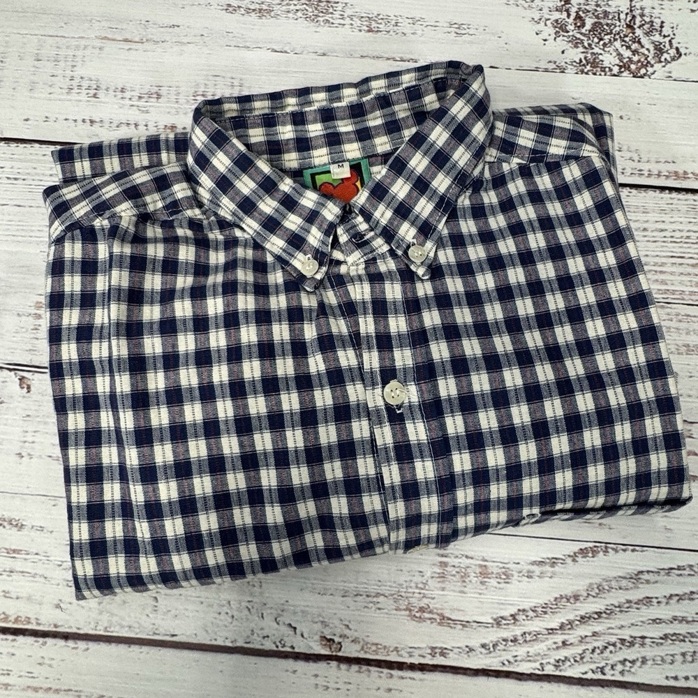 VTG Mickey Unlimited Blue Plaid Button Up LS Shirt Med Mickey Embroidered Pocket - Picture 7 of 7